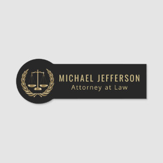 Attorney at Law - Logo - Black and Gold Name Tag