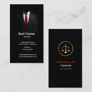 Attorney at Law Men's Suit Red Tie Business Cards