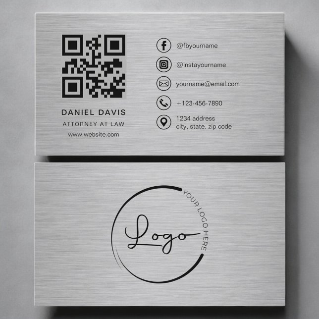 Attorney at Law Metal QR Code Business Card (Creator Uploaded)