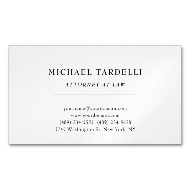 Attorney at Law Minimalist Classical Pro Magnetic Business Card (Front)