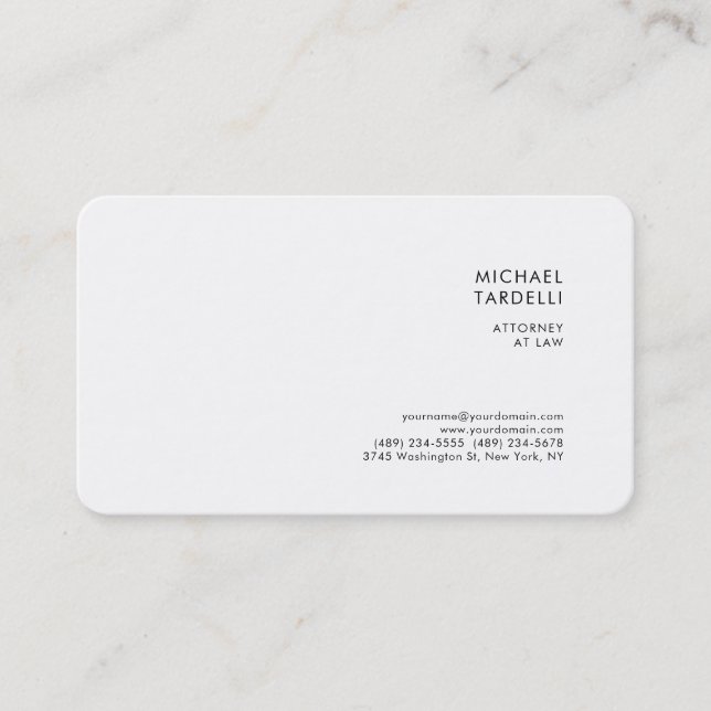Attorney at Law Minimalist Classical Professional Business Card (Front)