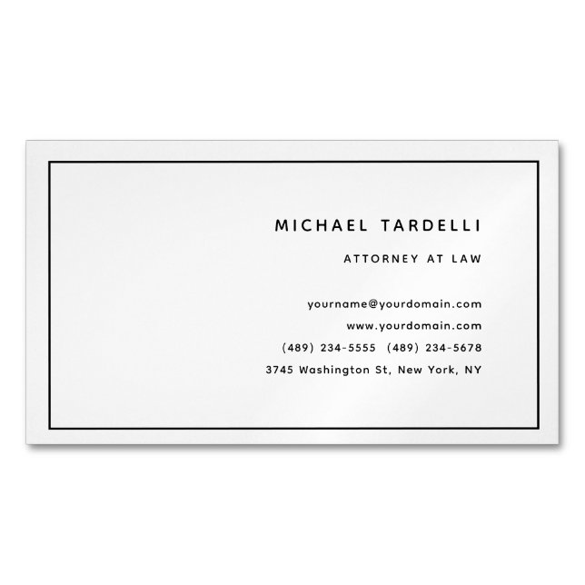 Attorney at Law Minimalist Classical Professional Magnetic Business Card (Front)