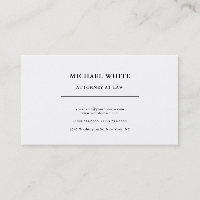 Attorney at Law Minimalist Professional Business Card (Front)