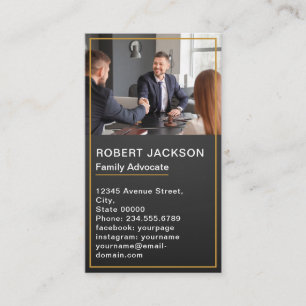 Attorney at Law Modern Golden Frame Lawyer photo Business Card