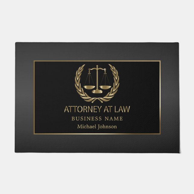 Attorney at Law Office - Black and Gold Doormat (Front)