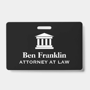 Attorney at law personalized court house name badge