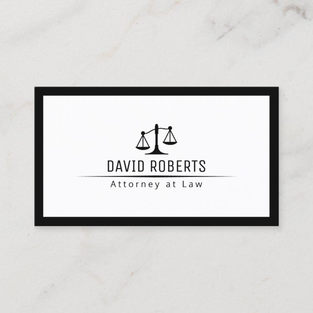 Attorney at Law Plain Border Lawyer Business Card (Front)