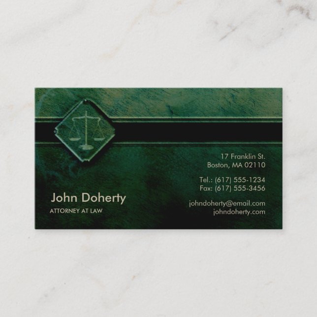 ATTORNEY AT LAW | Professional Green Business Card (Front)