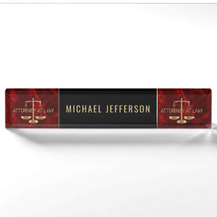 Attorney at Law  - Red Marble, Black & Gold Nameplate