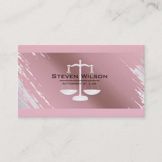 Attorney At Law Rose Gold Foil Metal Legal Scale Business Card (Front)