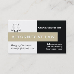 Attorney at law scale of justice taupe, black business card
