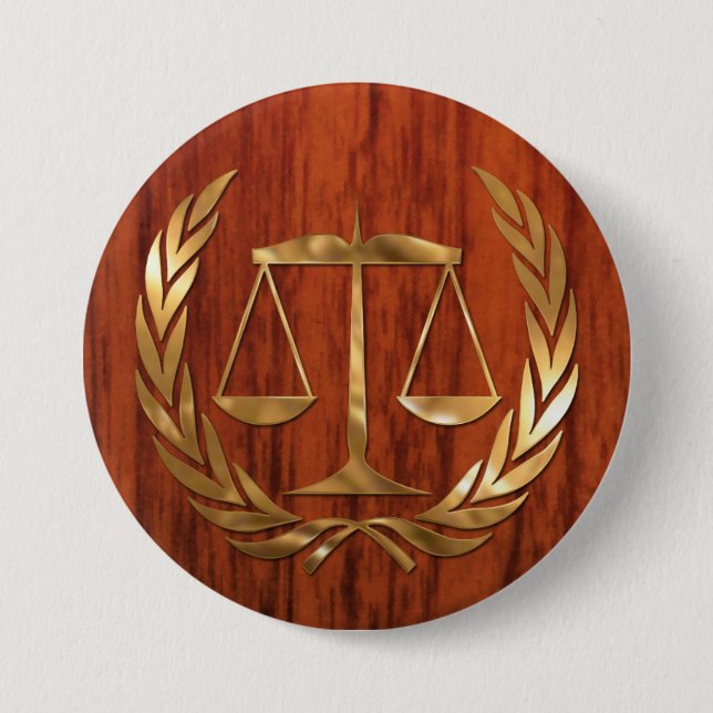 Attorney at Law Scales of Justice  3 Inch Round Button (Front)