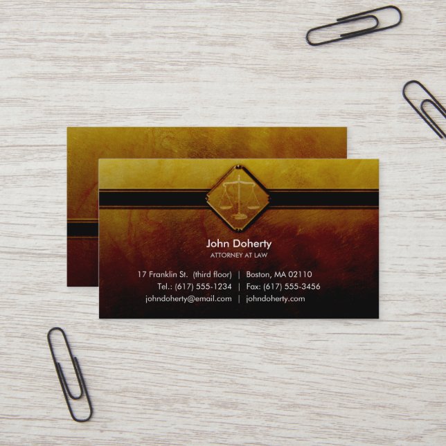 ATTORNEY AT LAW | Scales of Justice Business Card (Front/Back In Situ)