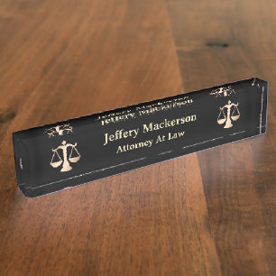 Attorney At Law Scales of Justice Lawyer Judge Nameplate