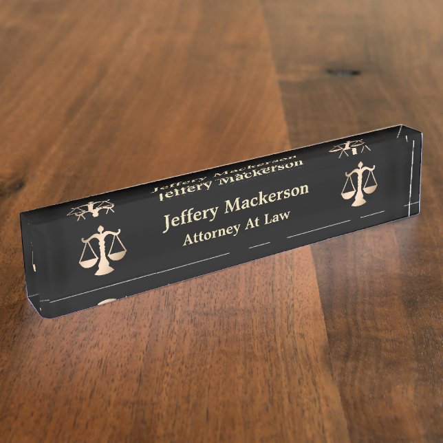Attorney At Law Scales of Justice Lawyer Judge Nameplate (Side)