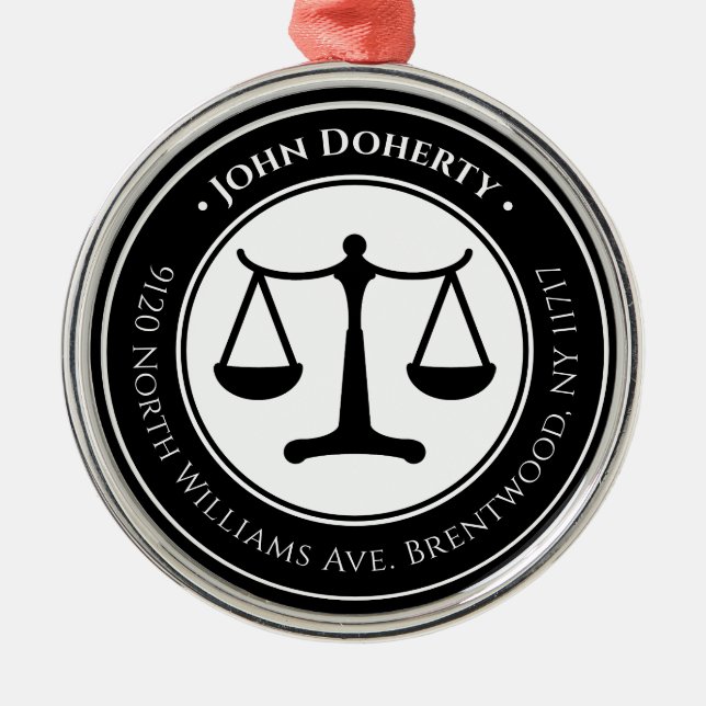 Attorney At Law | Scales of Justice Metal Ornament (Front)