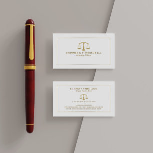 Attorney At Law-Simple Gold Scale & Border Business Card