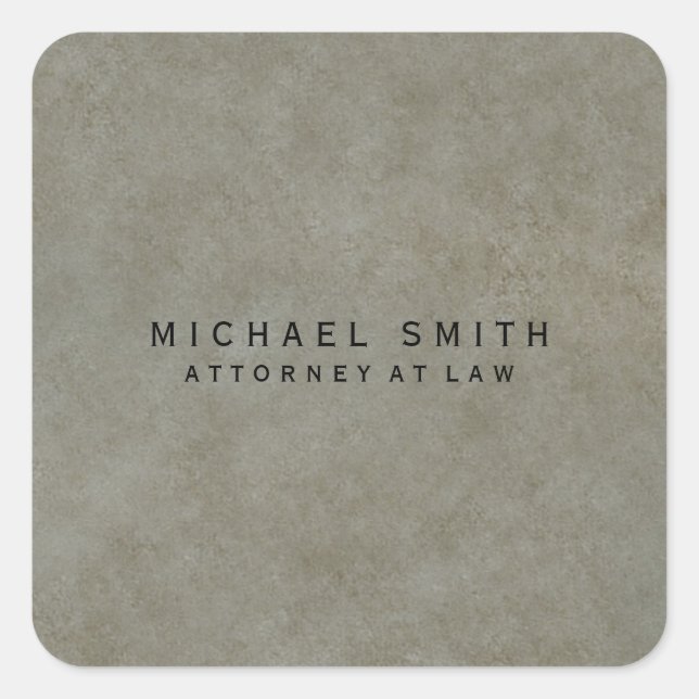 Attorney at Law Stone Design Simple Minimalist Square Sticker (Front)