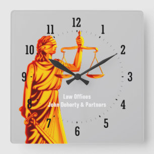 Attorney at Law - Time for Justice Square Wall Clock