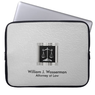 Attorney at Law White Leather Laptop Sleeve