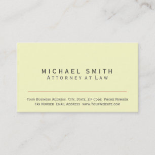 Attorney at Law - Yellow Minimal Business Card