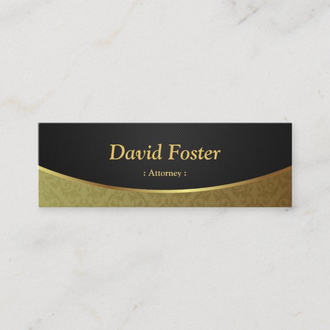 Attorney - Black Gold Damask Mini Business Card (Front)