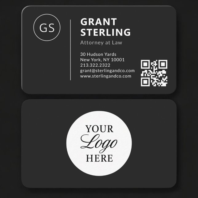 Attorney Black Logo QR Code Professional Business Card (Creator Uploaded)