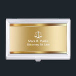 Attorney Business Card Holder<br><div class="desc">Attorney business card holder with cool simulated gold metallic background printed on the front and scale of justice with your name and profession boldly displayed for a best first impression. Designed told hold your business cards and protect them in style for a lawyer, law firm staff, or attorneys.</div>