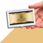 Attorney Business Card Holder<br><div class="desc">Attorney business card holder with cool simulated silver metallic background printed on the front and scale of justice with your name and profession boldly displayed for a best first impression. Designed told hold your business cards and protect them in style for a lawyer, law firm staff, or attorneys.</div>