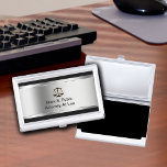 Attorney Business Card Holder<br><div class="desc">Attorney business card holder with cool simulated silver metallic background printed on the front and scale of justice with your name and profession boldly displayed for a best first impression. Designed told hold your business cards and protect them in style for a lawyer, law firm staff, or attorneys.</div>