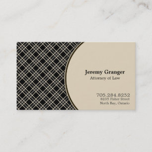 Attorney Business Card Preppy Plaid Beige Brown