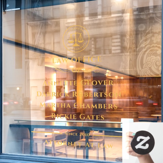 Attorney Business |  Law Office Black Gold Window Cling (Cafe Window)