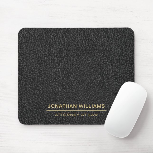 Attorney Faux Leather Custom Name Black  Mouse Pad (With Mouse)