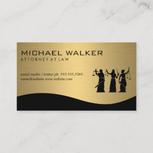 Attorney / Gold Metallic Justice Scales Business Card