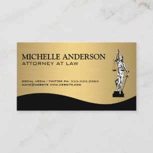 Attorney   Gold Metallic   Law Justice Symbol Business Card