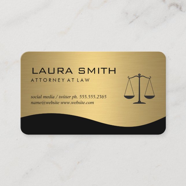 Attorney / Gold Metallic Scales Business Card (Front)