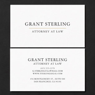 Attorney Gold White Minimalist Professional Business Card