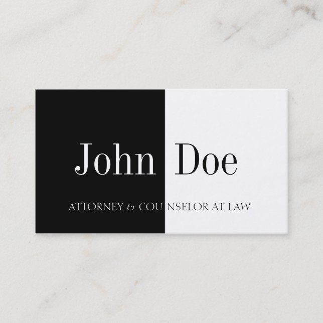Attorney Half/Half B/W Business Card (Front)