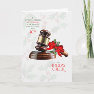Attorney Judicial Gavel Verdict of Joy and Cheer Holiday Card