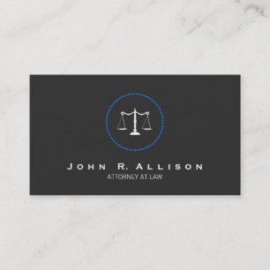 Attorney Justice Scales Black White and Blue Business Card