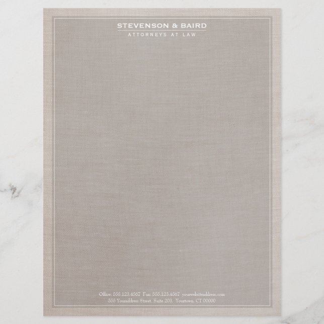 Attorney Law Office Linen Texture Look Classic Letterhead (Front)