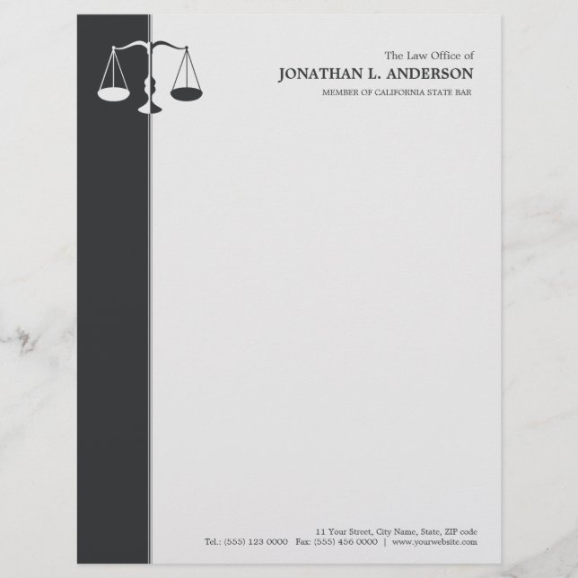 Attorney / Lawyer - Charcoal Grey letterhead (Front)