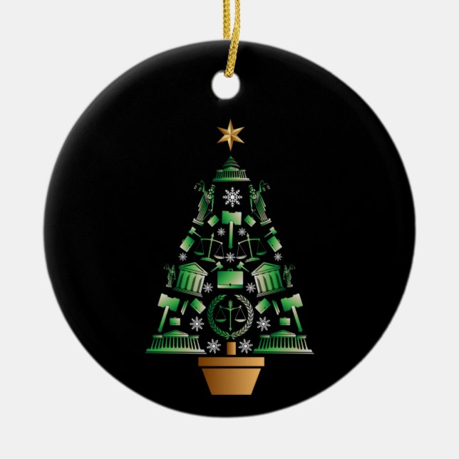 Attorney Lawyer Christmas Tree Ceramic Ornament (Front)