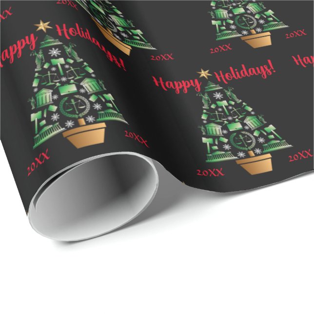 Attorney Lawyer Christmas Tree Wrapping Paper (Roll Corner)