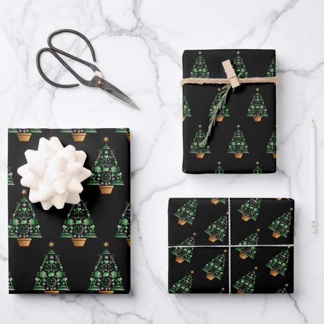 Attorney Lawyer Christmas Tree Wrapping Paper Sheet (Front)