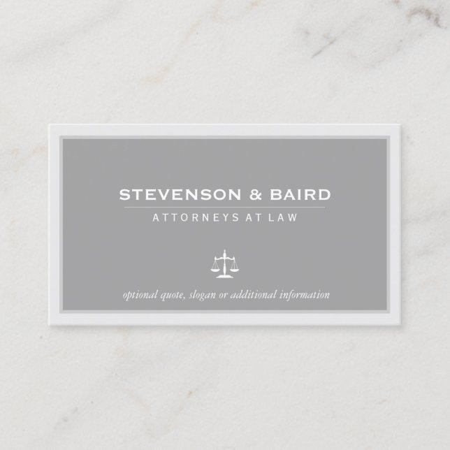 Attorney Lawyer Elegant Grey Business Card (Front)