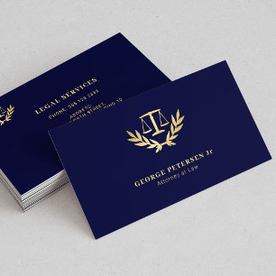 Attorney lawyer gold justice scale classic logo business card