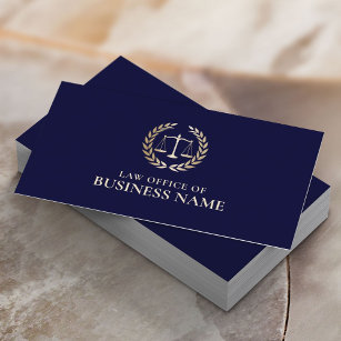 Attorney Lawyer Gold Scale of Justice Elegant Navy Business Card