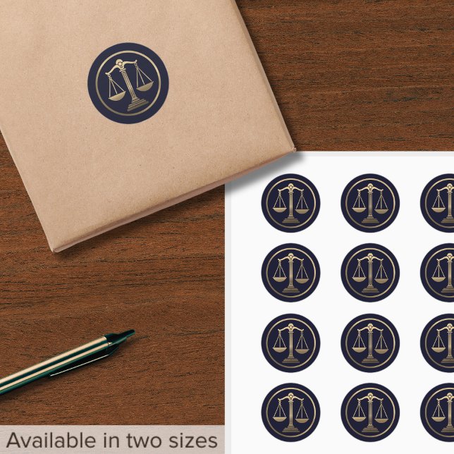 Attorney Lawyer Gold Scales of Justice Emblem Classic Round Sticker (Creator Uploaded)