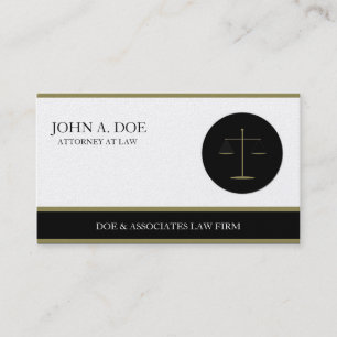 Attorney Lawyer Law Firm B/W Gold Paper Business Card